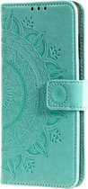 Coverup Samsung Galaxy A21s Hoesje - Bloemen Book Case - Cyan