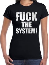 Fuck the system protest t-shirt zwart voor dames XL