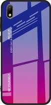 Voor Huawei Y5 (2019) Kleurverloop Glaskoffer (Rood Blauw)
