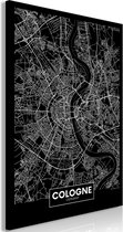 Schilderijen Op Canvas - Schilderij - Dark Map of Cologne (1 Part) Vertical 40x60 - Artgeist Schilderij