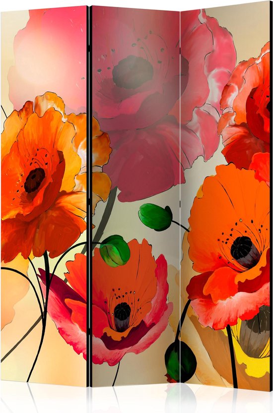 Kamerscherm - Scheidingswand - Vouwscherm - Velvet Poppies [Room Dividers] 135x172 - Artgeist Vouwscherm