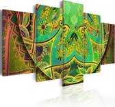 Schilderijen Op Canvas - Schilderij - Mandala: Green Energy 200x100 - Artgeist Schilderij