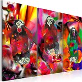Schilderijen Op Canvas - Schilderij - Crazy Monkeys - triptych 120x80 - Artgeist Schilderij
