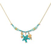 Lilette Ketting Bali - 925 Zilver Verguld - Belgian Handmade - Zeester - 16mm - 42cm