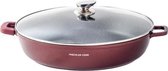 Mischler Cook Kookpan Laag 40 Cm Aluminium/glas Bordeaux 2-delig