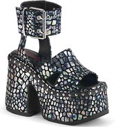 Demonia Sandaal met enkelband -42 Shoes- CAMEL-102 US 12 Zwart/Zilverkleurig