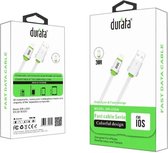 Durata (DR-U30A) Lightning USB Kabel 3 meter / Oplaadkabel / Oplader Kabel voor iPhone 11 / Pro / Max / X / Xs/ XR / MAX / 8 / 8 Plus / SE / 2020 / 5S / 5 / 5C / 6S / 6 Plus / 7 / 7 Plus / iP