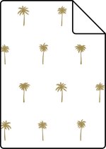 Proefstaal ESTAhome behang palmbomen wit en goud - 139158 - 26,5 x 21 cm