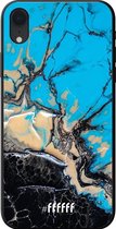 iPhone Xr Hoesje TPU Case - Blue meets Dark Marble #ffffff