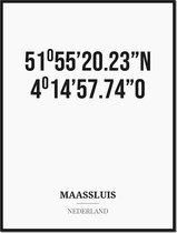Poster/kaart MAASSLUIS met coördinaten