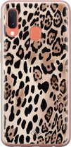 Samsung A20e hoesje siliconen - Luipaard print bruin | Samsung Galaxy A20e case | blauw | TPU backcover transparant