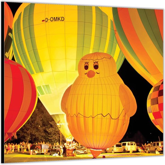 Dibond –Opblaas Ballonen– 100x100 Foto op Aluminium (Met ophang)