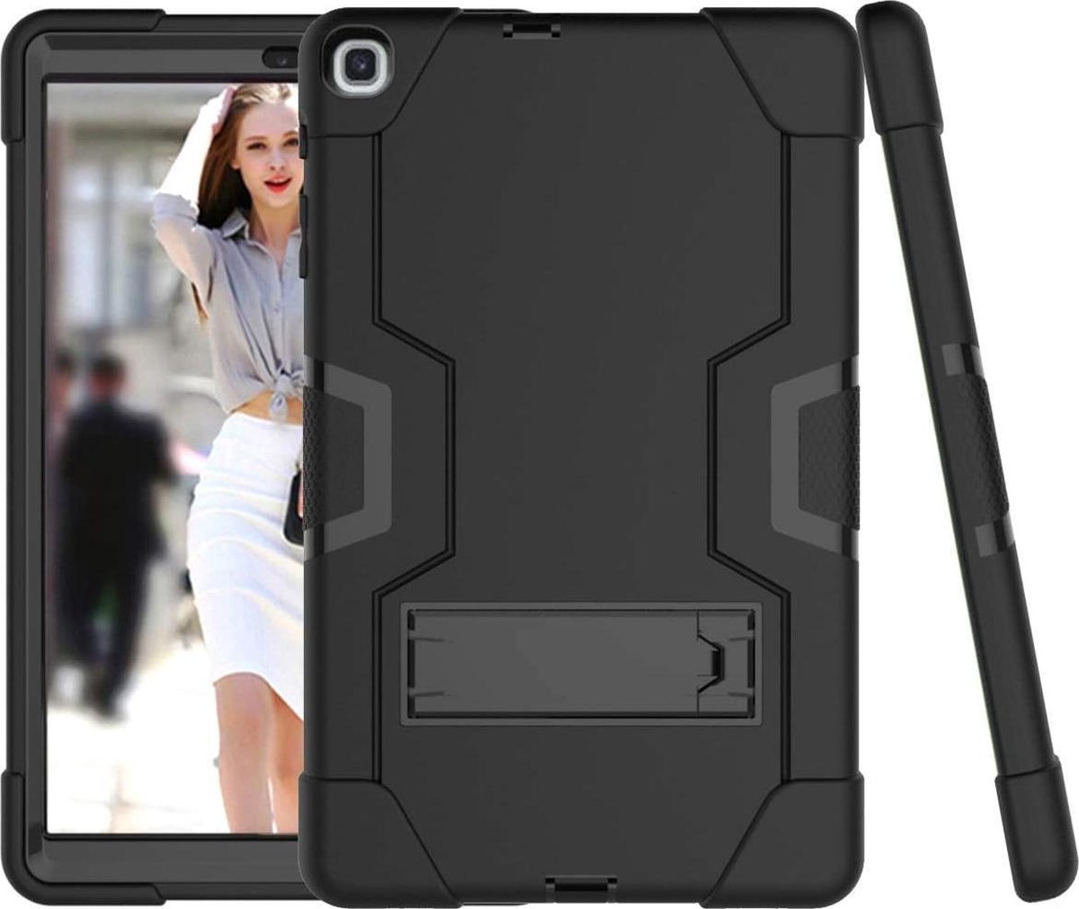 Geschikt voor Samsung Galaxy Tab A 10.1 Inch 2019 T510 / T515 Hybrid Shockproof Protection Case Armor met standaard (zwart)
