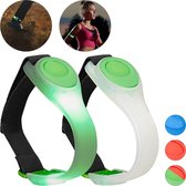 relaxdays led armband - hardloop armband - 2 stuks - joggen veiligheidslicht - knipperend groen