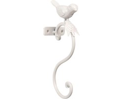 Clayre & Eef Wandhaak Vogel 4x7x19 cm Wit IJzer