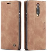 CaseMe - Xiaomi Mi 9T hoesje - Wallet Book Case - Magneetsluiting - Licht Bruin