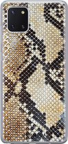 Samsung Note 10 Lite hoesje siliconen - Snake / Slangenprint bruin | Samsung Galaxy Note 10 Lite case | goudkleurig | TPU backcover transparant