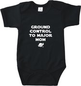 Rompertjes baby met tekst - Ground control to major mom - Romper zwart - Maat 62/68