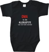 Rompertjes baby met tekst - Oma is de allerliefste van de hele wereld - Romper zwart - Maat 50/56