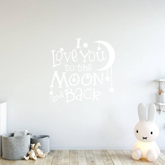 Sticker mural I Love You To The Moon And Back - Blanc - 40 x 40 cm - Muursticker4Sale