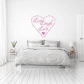 Muursticker Live Laugh Love In Hartje -  Roze -  40 x 44 cm  -  woonkamer  slaapkamer  engelse teksten  alle - Muursticker4Sale