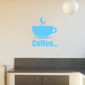 Muursticker Coffee -  Lichtblauw -  80 x 95 cm  -  keuken  engelse teksten  bedrijven  alle - Muursticker4Sale