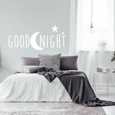 Muursticker Goodnight -  Wit -  160 x 80 cm  -  slaapkamer  engelse teksten  alle - Muursticker4Sale