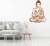 Muursticker Buddha -  Bruin -  80 x 107 cm  -  slaapkamer  keuken  woonkamer  alle - Muursticker4Sale