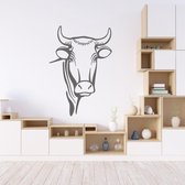 Muursticker Stier -  Donkergrijs -  55 x 80 cm  -  slaapkamer  woonkamer  alle muurstickers  dieren - Muursticker4Sale