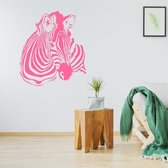 Muursticker Zebra -  Roze -  120 x 136 cm  -  slaapkamer  woonkamer  alle muurstickers  dieren - Muursticker4Sale