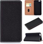 Voor iPhone 6 / 6s effen kleur frosted magnetische horizontale flip lederen tas met kaartsleuven en houder (zwart)