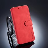 DG.MING Retro Oil Side Horizontal Flip Case voor Huawei P20 Pro, met houder & kaartsleuven & portemonnee (rood)