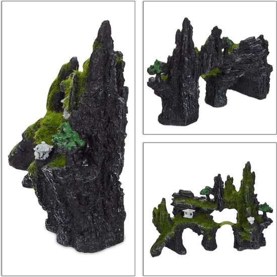 relaxdays aquarium decoratie rots - terrarium - schuilplek - aquarium versiering - rotsen