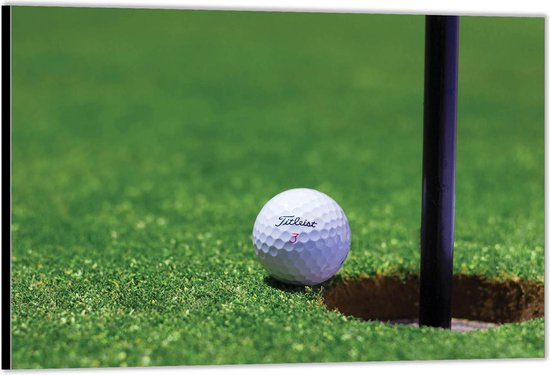 Dibond –Witte Golfbal-40x30 Foto op Aluminium (Met ophangsysteem)