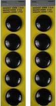 20x stuks Ronde koelkast / whiteboard magneetjes zwart plastic - Keuken magneten