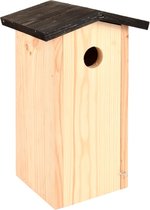 Houten vogelhuisje/nesthuisje koolmees 28.3 cm met kijkluik - Vurenhouten vogelhuisjes tuindecoraties - Vogelnestje voor kleine tuinvogeltjes