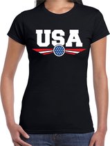 Amerika / America / USA landen t-shirt zwart dames - Amerika landen shirt / kleding - EK / WK / Olympische spelen outfit S