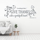 Muursticker Give Thanks - Donkergrijs - 120 x 48 cm - woonkamer engelse teksten religie