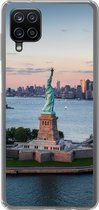 Geschikt voor Samsung Galaxy A12 hoesje - New York - Vrijheidsbeeld - Skyline - Siliconen Telefoonhoesje