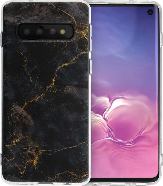 imoshion Hoesje - Geschikt voor Samsung Galaxy S10 - Design hoesje verpakking - Black Marble