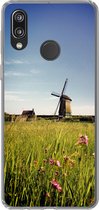 Geschikt voor Huawei P20 Lite (2020) hoesje - Een molen met bloemen - Siliconen Telefoonhoesje