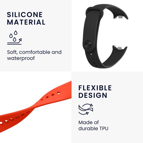 Lot De 2 Bracelets Silicone Kwmobile – Compatibles Xiaomi Mi Band 8, 14-22 Cm, TPU Antichoc