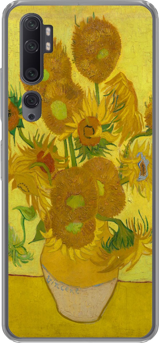 Telefoonhoesje Geschikt voor Xiaomi Mi Note 10 hoesje - Zonnebloemen - Vincent van Gogh - Siliconen Telefoonhoesje Telefoonhoesje