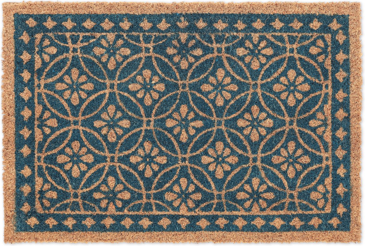 Deurmat floraal - 60x40 cm - kokos - antislip - binnen - buiten
