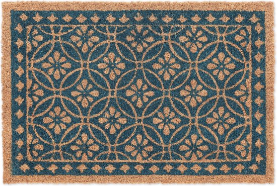 deurmat floraal - 60 x 40 cm - kokos - antislip - binnen - buiten - bloemenpatroon