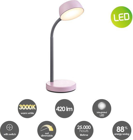 Home Sweet Home - Moderne Led Bureaulamp College - verstelbare LED Leeslamp met schakelaar - Rose - 14/14/34cm - 5W 3000K 420lm - geschikt voor van Home Sweet Home — afbeelding 4