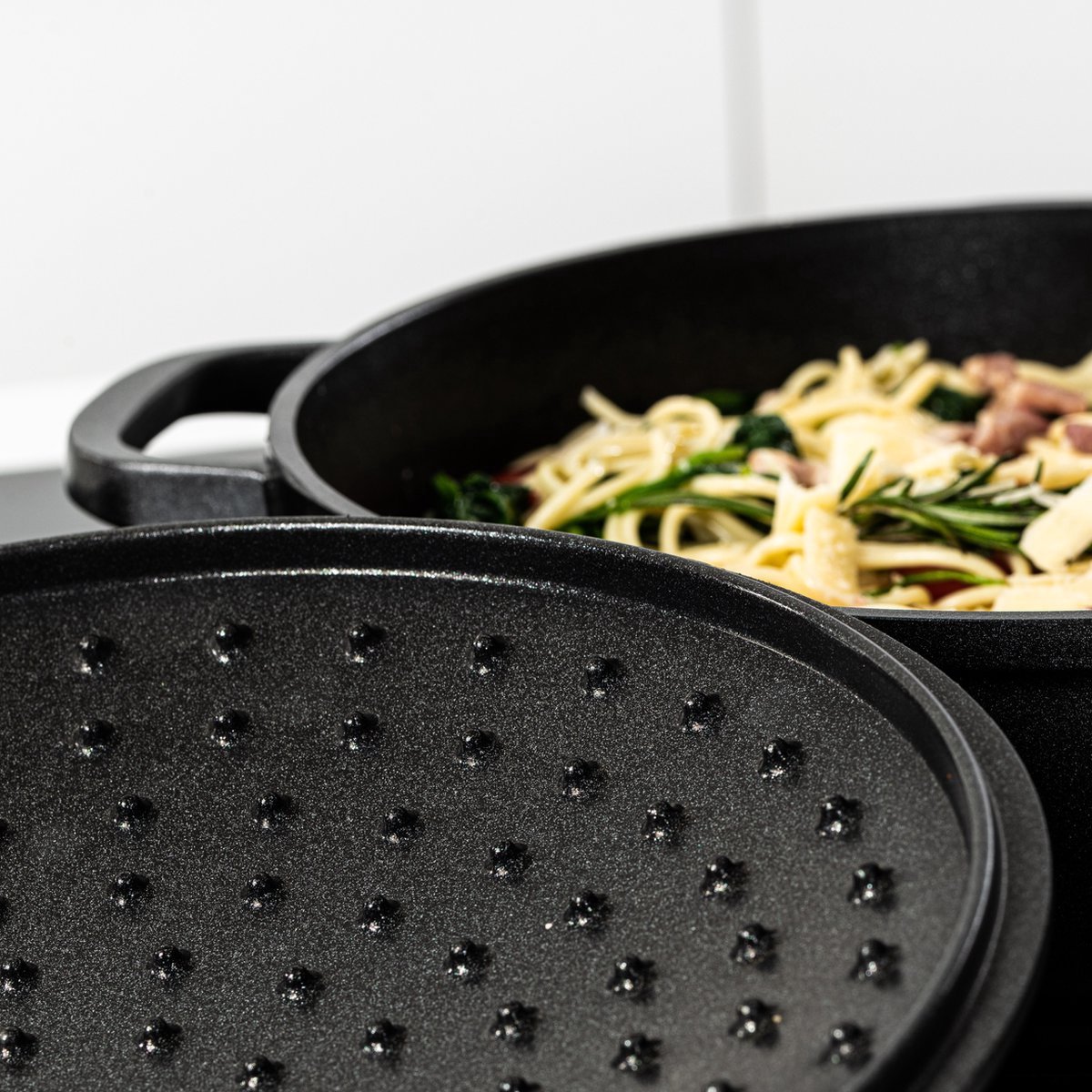 Westinghouse Performance 9-delige Pannenset – Koekenpannen + Braadpannen + Hapjespannen + Wokpan + Grillpan + Steelpan – Inductie – zwartBlauw – foto 4