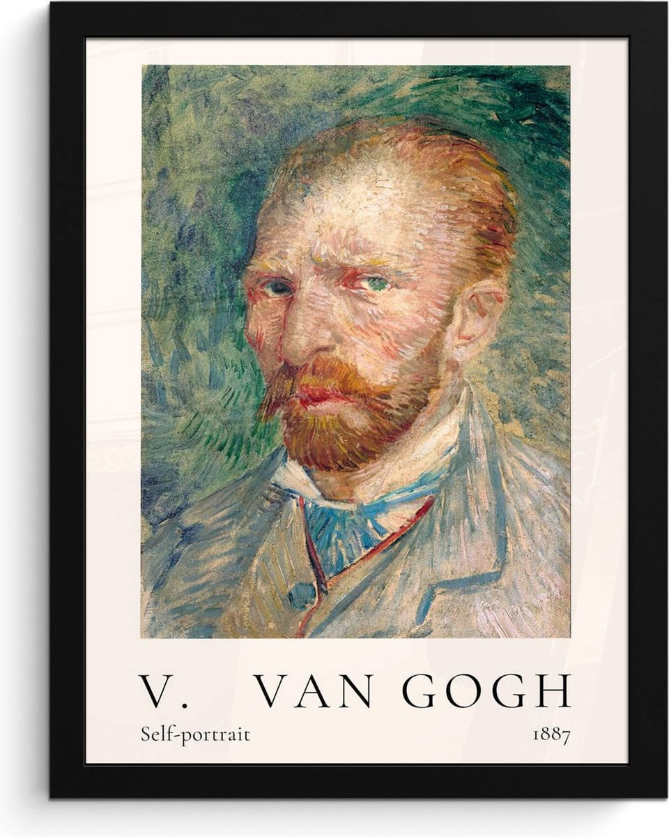 FrameYourWall Poster in lijst - Fotolijst 30x40 cm - Posters - Vincent van Gogh - Self-portrait - Kunst - Oude meesters - Posterlijst zwart - Decoratie - Wanddecoratie woonkamer - Muurdecoratie slaapkamer