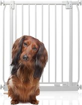 Bettacare Elite Hondenhek Assortiment, 65.5cm - 74.5cm (72 opties beschikbaar), Mat Wit, Druk Montage Hek voor Honden en Puppy's, Huisdier en Hond Barrière, Eenvoudige Installatie