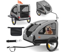 KESSER Hondenfietskar tot 45 kg 2-in-1 - Fietskar voor Honden / Hondenkar, Staal en Polyester - Grijs